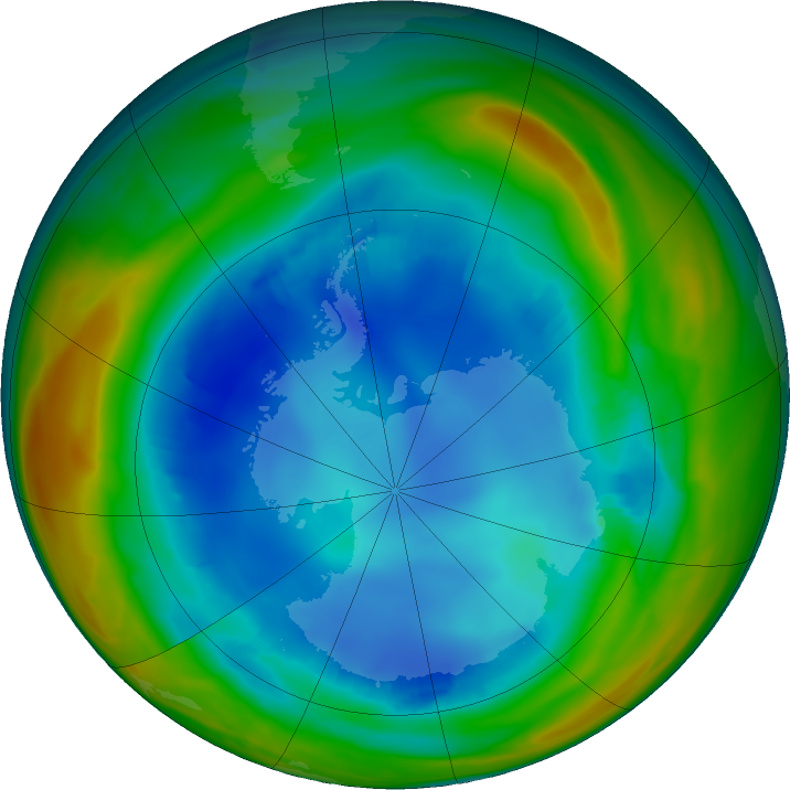 Antarctic ozone map for 05 August 2023